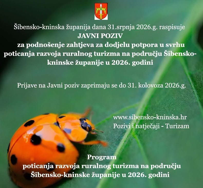 Javni poziv s ciljem poticanja razvoja ruralnog turizma na području Šibensko-kninske županije